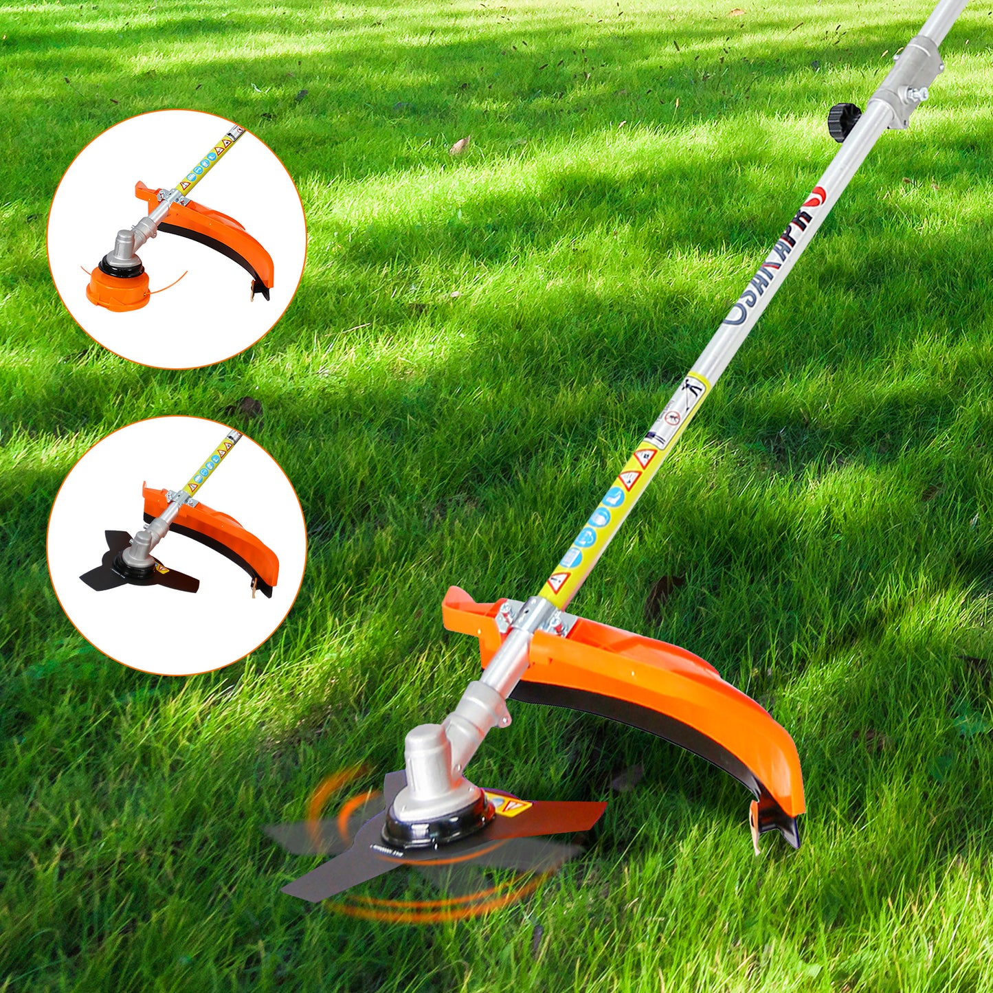 SYNGAR 33CC 2-Cycle Weed Eater, 4-in-1 Gas Powered Full Crank Shaft String Trimmer with Gas Pole Saw, Hedge Trimmer and Brush Cutter, Trimming Tool System for Grass Lawn Garden Yard Care, Y013