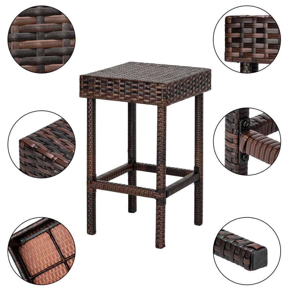 Outdoor PE Rattan Seating Dining Chairs Set of 4, Weather-Resistant Indoor Outdoor Wicker Barstool Furniture Bar Stools - Brown, B86