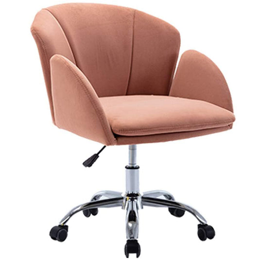 Velvet Accent Chair for Living Room, Height Adjustable Vanity Chair for Bedroom, Modern Upholstered Leisure Arm Chair for Makeup Study Bedroom, Mid-Century Task Chair with Metal Legs, K08