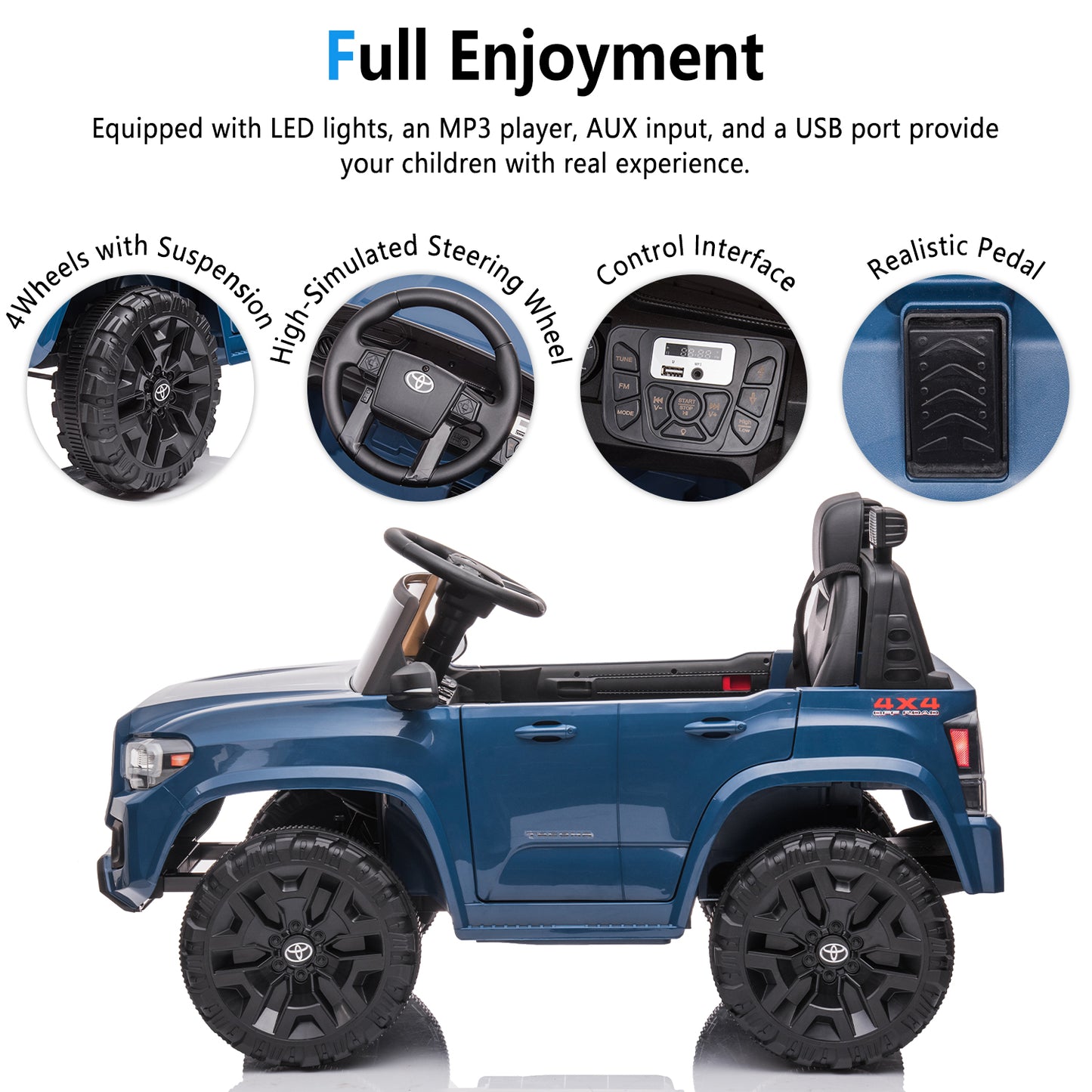 SYNGAR Blue 12 V Toyota Tacoma Powered Ride-On with Remote Control
