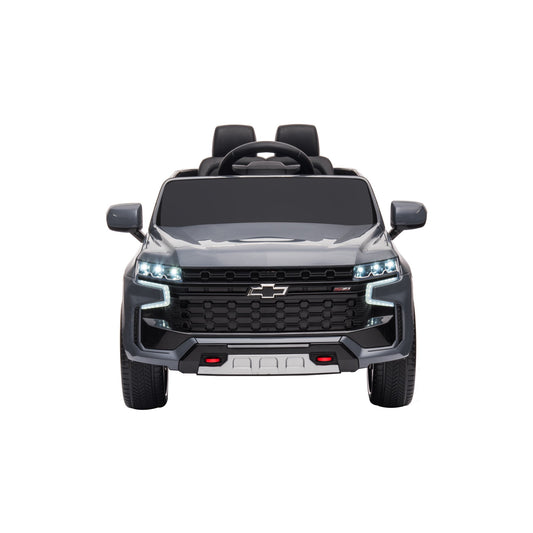 iRerts Licensed Chevrolet Tahoe 12V Battery Powered Car Toy for Girls Boys, Kids Ride on Car for 3 4 5 Yrs with Remote Control, LED Lights, MP3, Seat Belt, Electric Truck for Kids Birthday Gift, Gray
