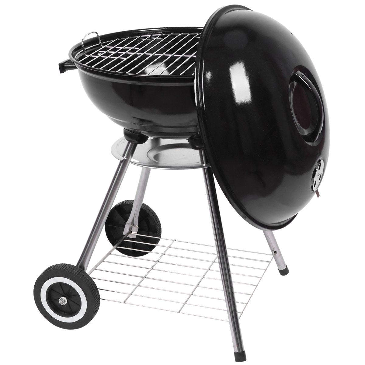 18 Inch Charcoal Grill for Outdoor Camping, High Round Charcoal Barbecue Grill with Thickened Grilling Bowl for Picnic Small BBQ Kettle Patio with Durable Wheels, B029