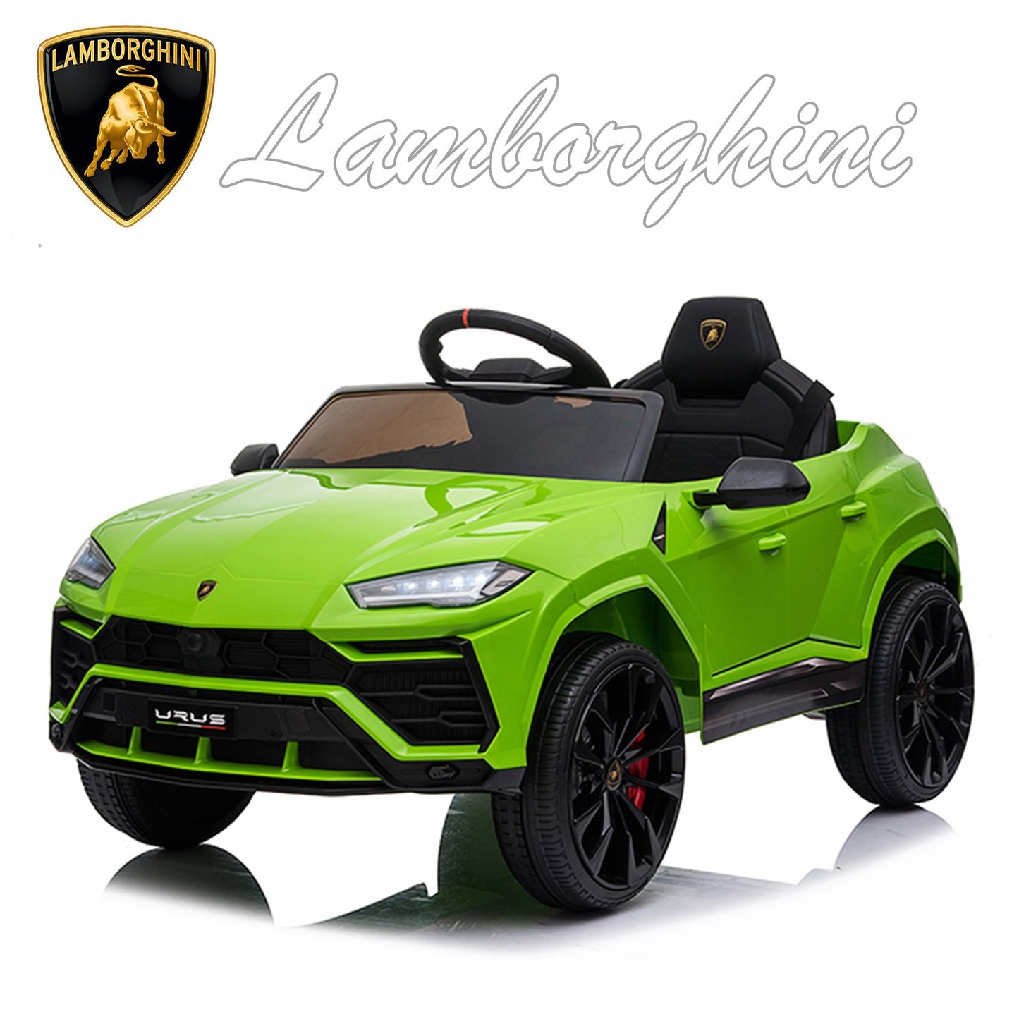 Green Ride on Car for Boys Girls, Licensed Lamborghini Toy Car Vehicle, Kids 12V Electric Ride on Toy with Remote Control, LED Lights, MP3 Player, Horn, 3 Speeds, D8467