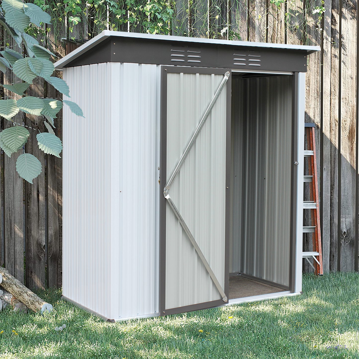 Outdoor Shed Storage Cabinet, 5FT X 3FT Garden Storage Shed Metal with Lockable Doors, Outside Vertical Shed for Patio Lawn Backyard Trash Cans Pet, LJ3915