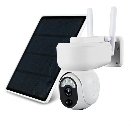 Security Camera Outdoor, 1080P WiFi Wireless Solar Camera with Color Night Vision and Motion Detection and Siren, Pan 360° View, 2 Way Audio