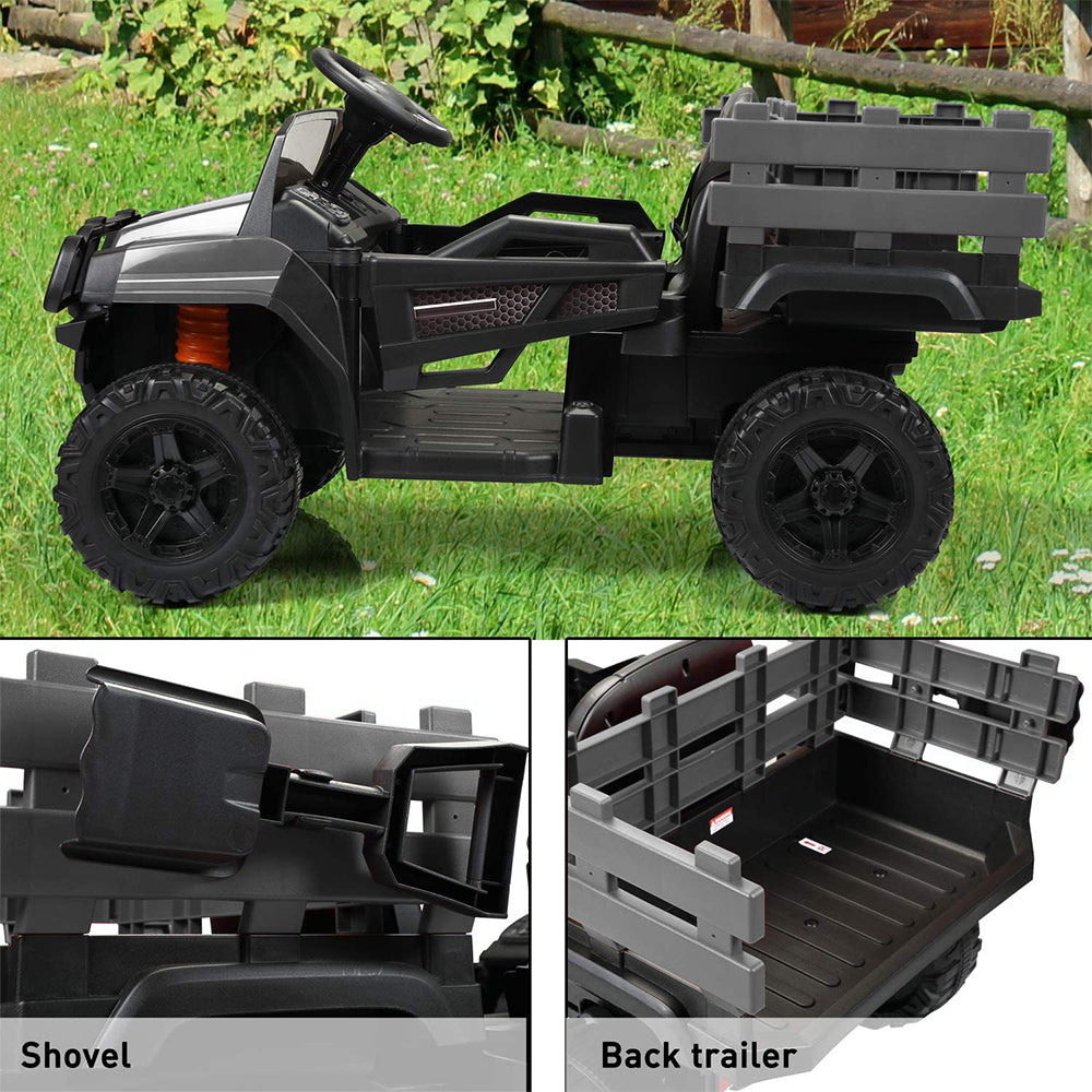 Kids Electric Truck Car, 12V Power Children Ride On Toy, Kids Ride on Car, Children's Riding Car with R/C Parental Remote, Leather Seat, Music, Lights for 3 to 6 Years, K123