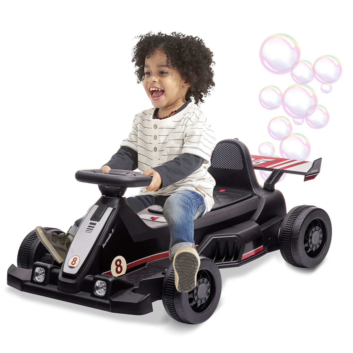 SYNGAR Power Ride on Toys for Kids, 6 V Electric Car with Bubble Function, Battery Electric Ride On Vehicle Toy for Boys Girls, Black