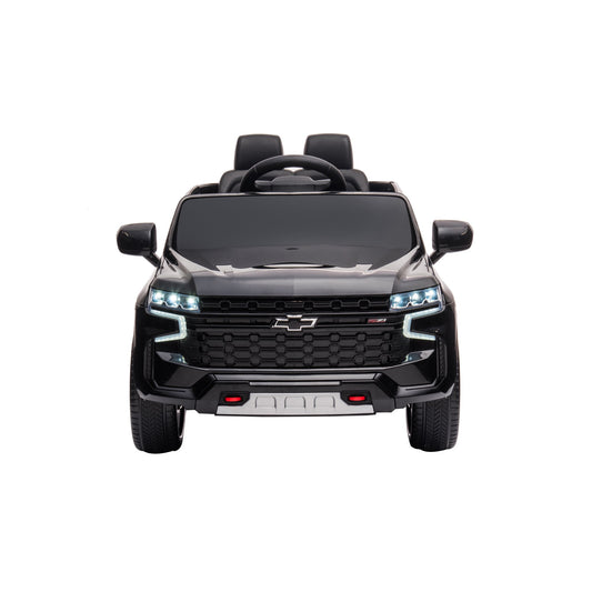 iRerts Licensed Chevrolet Tahoe 12V Battery Powered Car Toy for Girls Boys, Kids Ride on Car for 3 4 5 Yrs with Remote Control, LED Lights, MP3, Seat Belt, Electric Truck for Kids Birthday Gift, Black