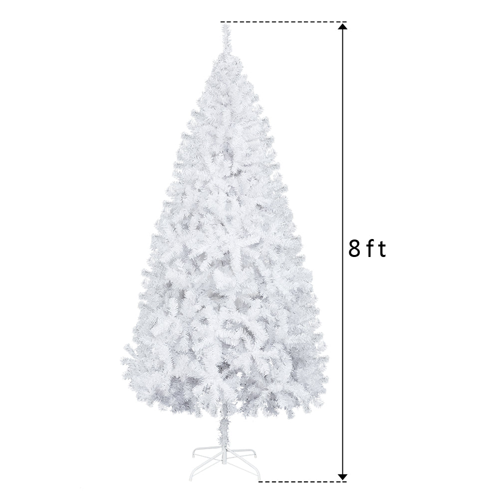 White Christmas Trees Skinny, 7FT Christmas Pencil Tree Slim Spruce with Foldable Metal Stand for Christmas Festivals, LJ190