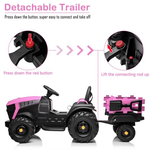 SYNGAR Ride on Tractor with Trailer, Electric Ride on Car Toy with 2 Speeds, Agricultural Vehicle Toy for Kids 3 to 8 Years with MP3 Player LED Lights USB Port Radio