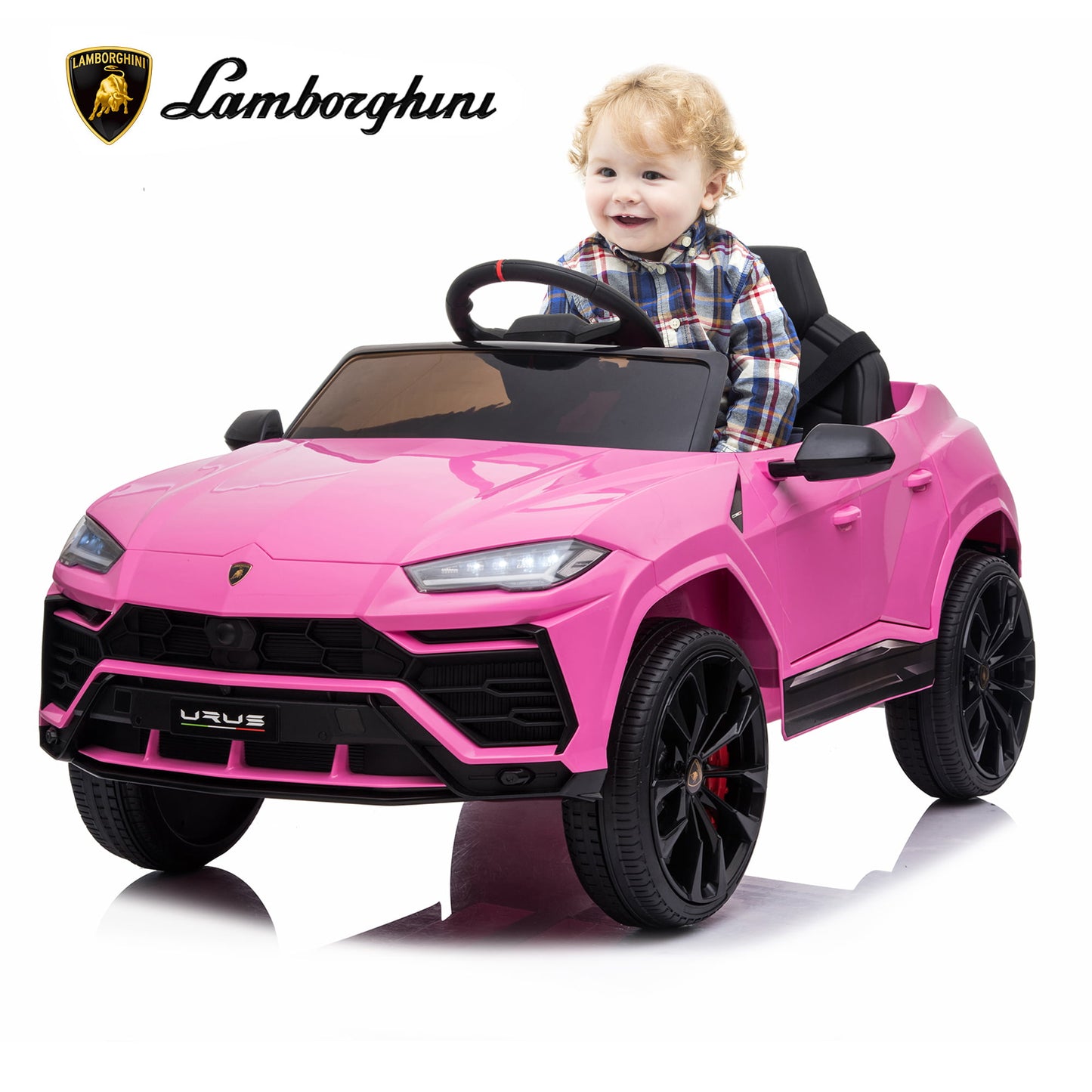 iRerts 12V Kids Ride On Toys Car Electric with Remote Control, Safety Belt, MP3 Player, Horn, LED Headlight for Boys Girls Christmas Gift,Pink