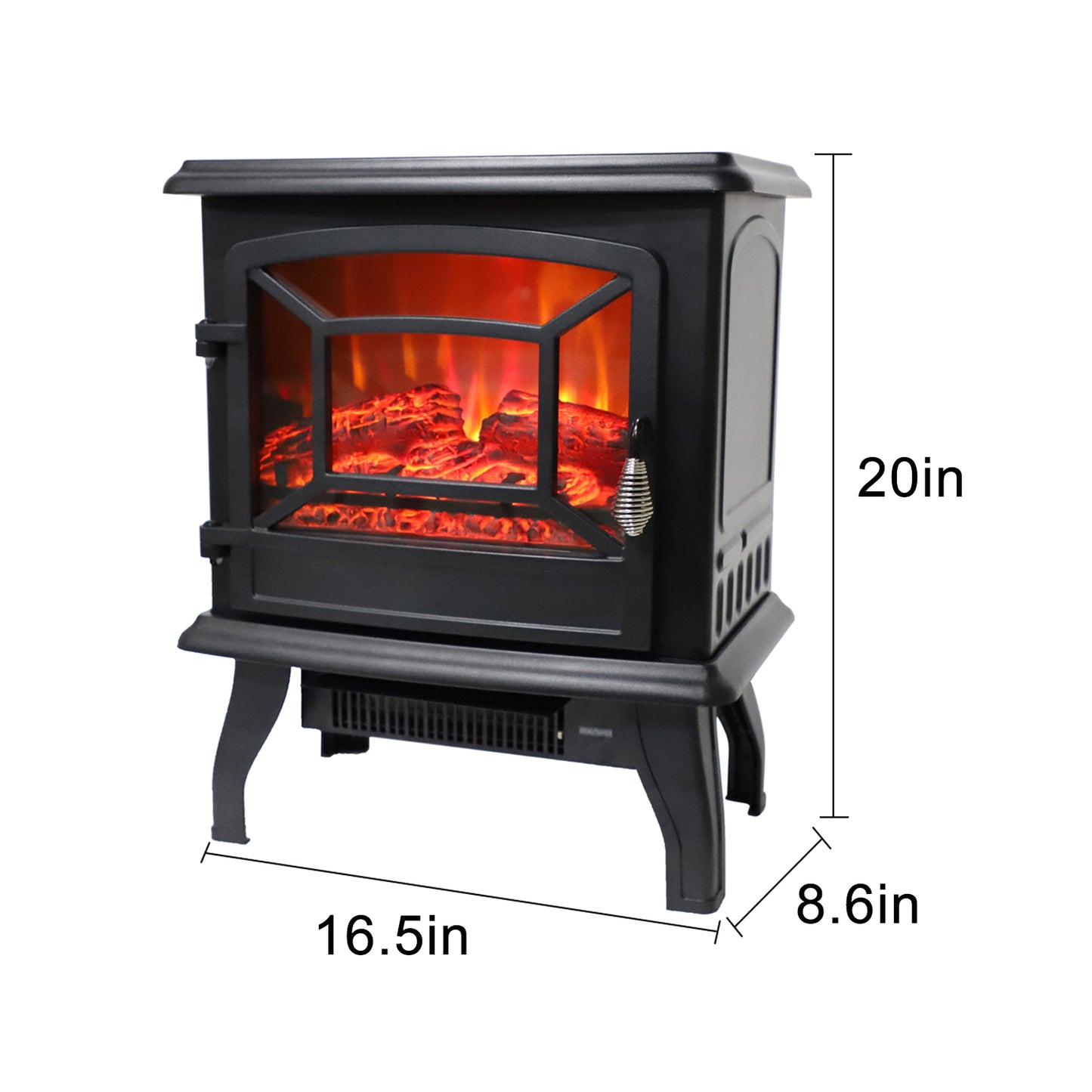 1400W Electric Fireplace Stove, SYNGAR 14 inch Freestanding Fireplace Heater with Realistic Flame, Electric Stove Heater, Adjustable Temper, Overheating Safety System, for Living Room, Bedroom, C11