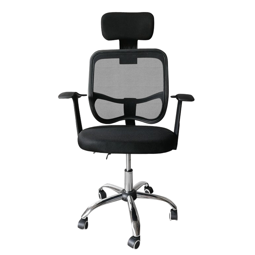 SYNGAR Office Desk Chair with Adjustable Height, Modern Arms Chair Office Chair Mid Back Mesh Fabric Swivel Computer Home Task Chairs Ergonomic Executive Chair with Armrests and Headrest, Black