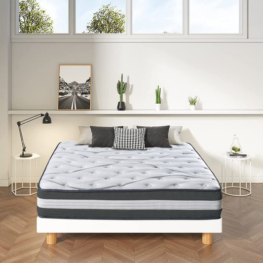 SYNGAR Queen Mattress in a Box, 12 Inch Hybrid Queen Size Mattress for Better Sleep Supportive and Pressure Relief, Skin-friendly, Breathable, Individual Pocket Innerspring, White