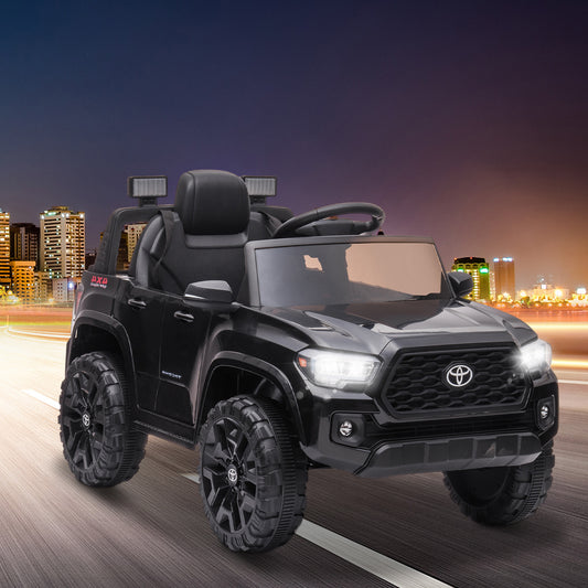 SYNGAR Licensed Toyota Tacoma 12 V Electric Ride on Car for Kids, Black Battery Powered Truck Toy with Remote Control, LED Light and MP3 Player