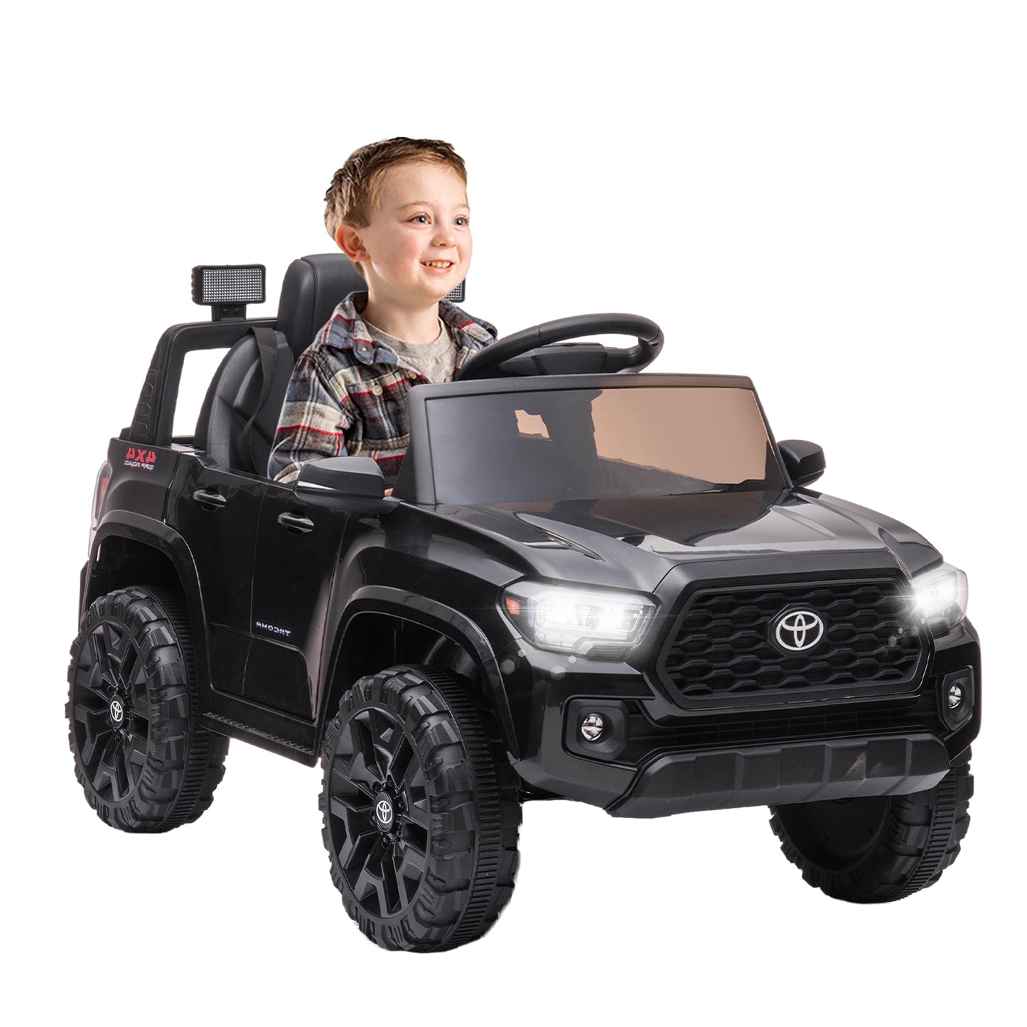 SYNGAR Licensed Toyota Tacoma 12 V Electric Ride on Car for Kids, Black Battery Powered Truck Toy with Remote Control, LED Light and MP3 Player