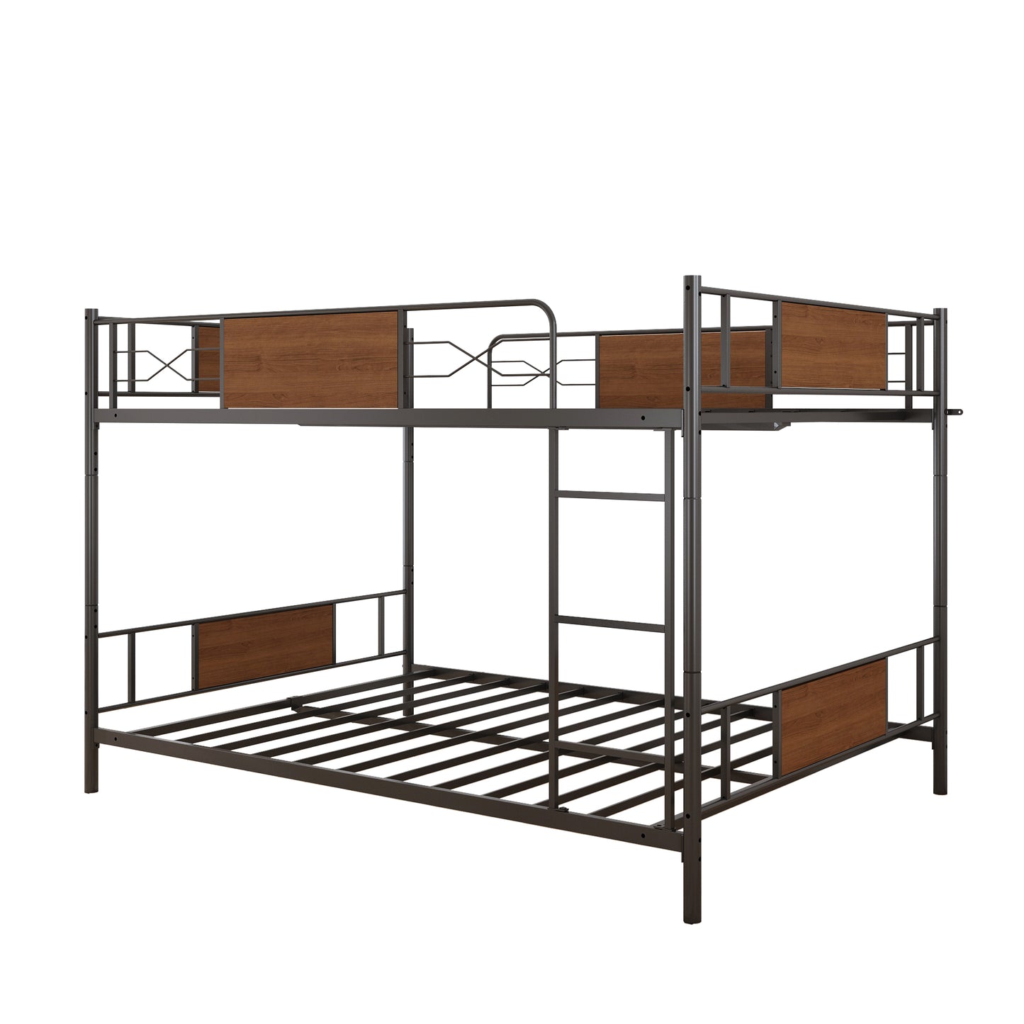 Bunk Bed Full over Full, SYNGAR Space Saver Bunk Bed with Heavy-Duty Metal Frame, Safety Guardrail & Ladder, Full Size Metal Bunk Bed Frame for Kids Boys Girls, No Box Spring Needed, C26