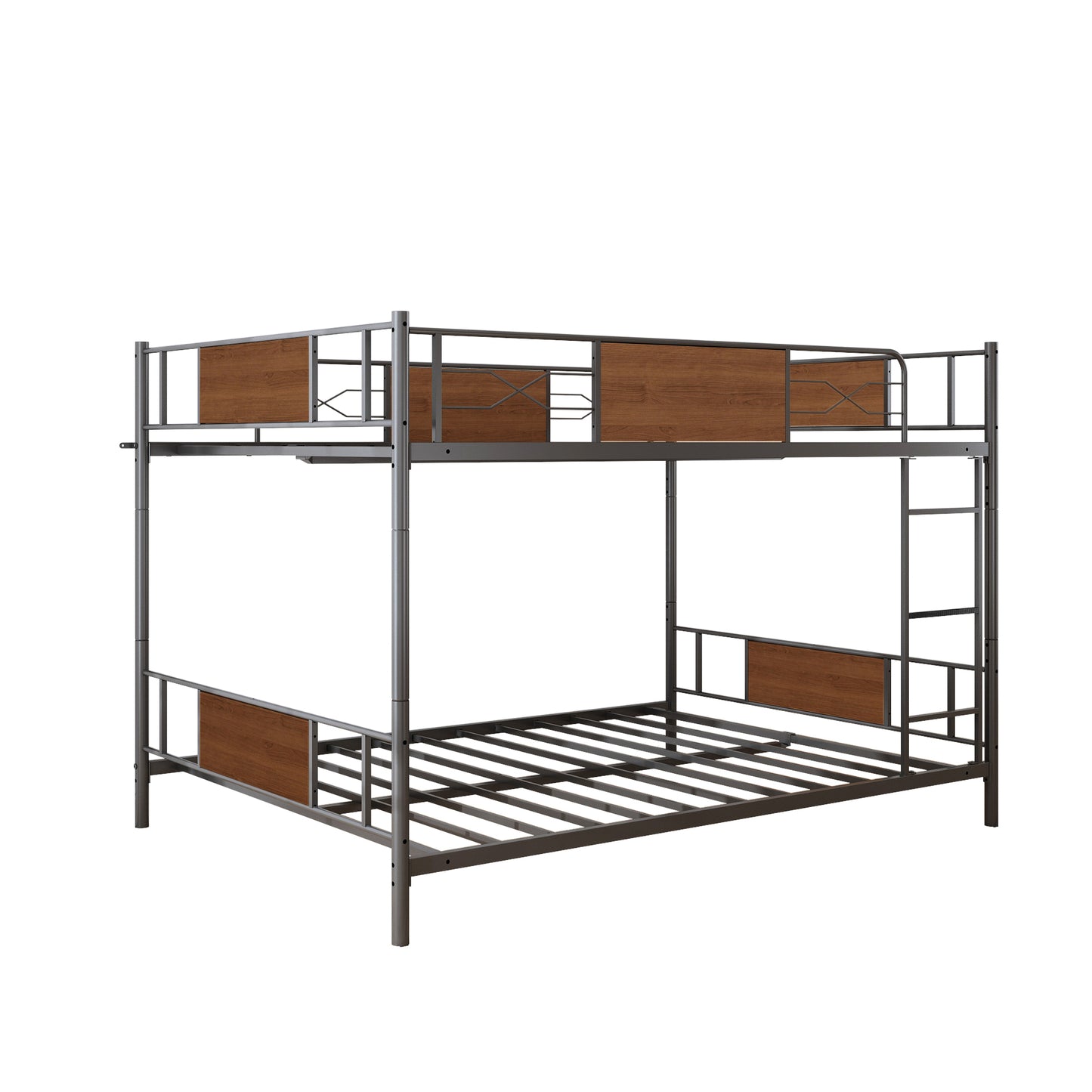 Bunk Bed Full over Full, SYNGAR Space Saver Bunk Bed with Heavy-Duty Metal Frame, Safety Guardrail & Ladder, Full Size Metal Bunk Bed Frame for Kids Boys Girls, No Box Spring Needed, C26