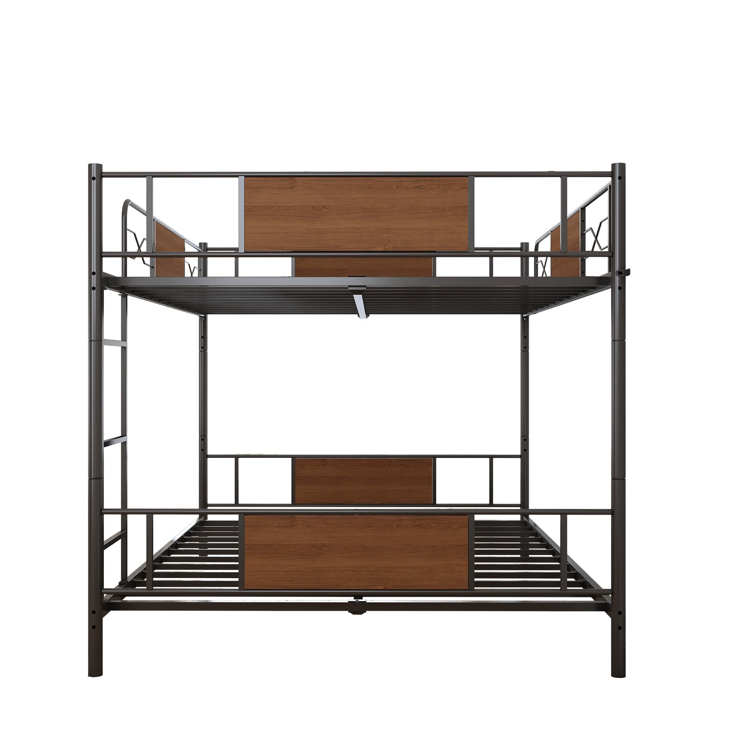 Bunk Bed Full over Full, SYNGAR Space Saver Bunk Bed with Heavy-Duty Metal Frame, Safety Guardrail & Ladder, Full Size Metal Bunk Bed Frame for Kids Boys Girls, No Box Spring Needed, C26