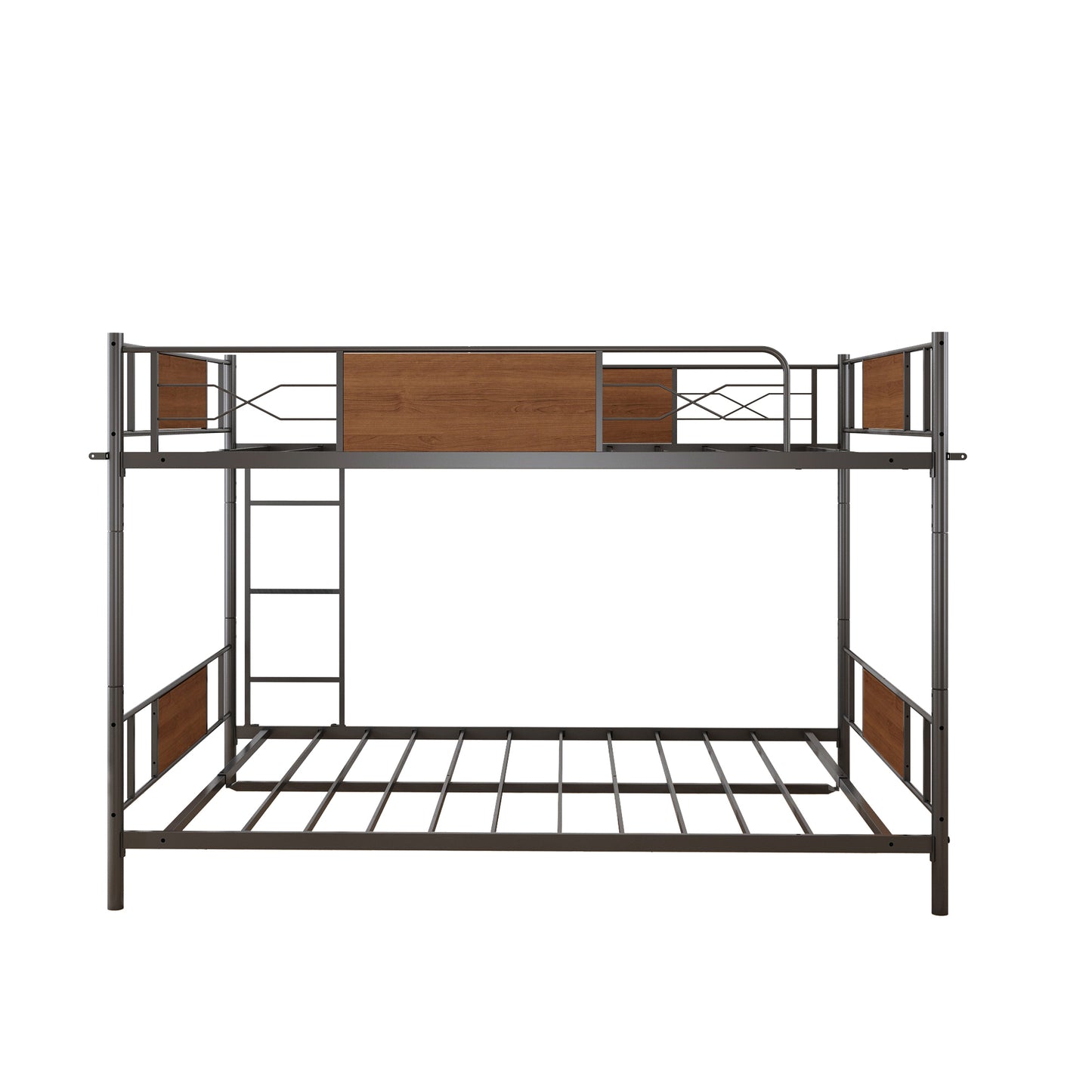 Bunk Bed Full over Full, SYNGAR Space Saver Bunk Bed with Heavy-Duty Metal Frame, Safety Guardrail & Ladder, Full Size Metal Bunk Bed Frame for Kids Boys Girls, No Box Spring Needed, C26