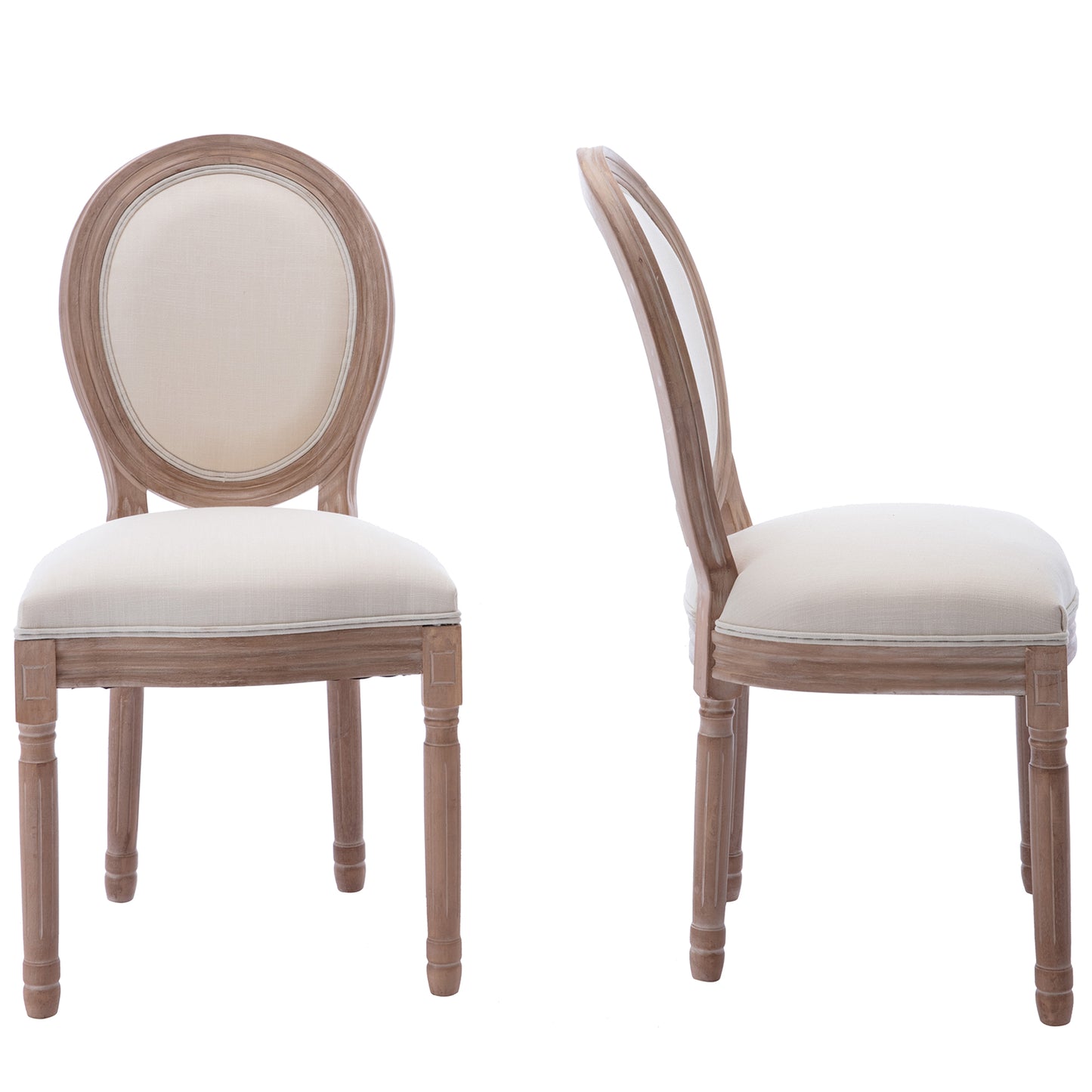 SYNGAR Upholstered Fabric Dining Chairs Set of 2, Solid Wood Modern French Kitchen Chairs, Beige