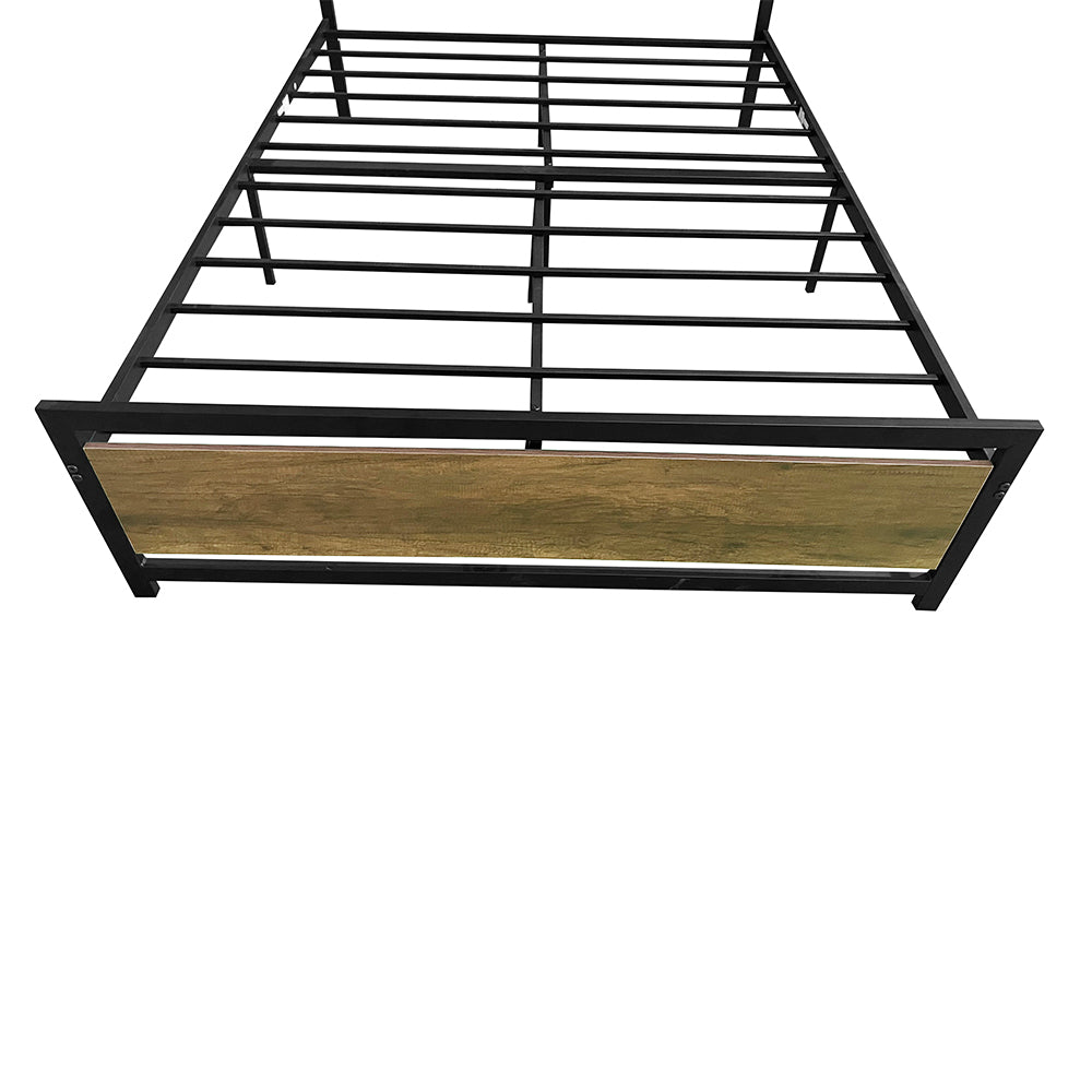 Queen Bed Frame, Metal Bed Frame No Box Spring Needed, Queen Platform Bed Frame with Headboard and Footboard, Black
