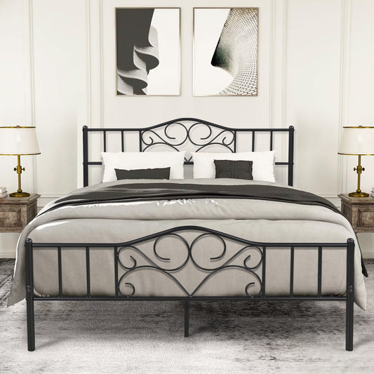 SYNGAR Queen Size Bed Frame, Modern Metal Platform Bed Frame Queen Size with Headboard and 500lb Weight Capacity, No Box Spring Needed