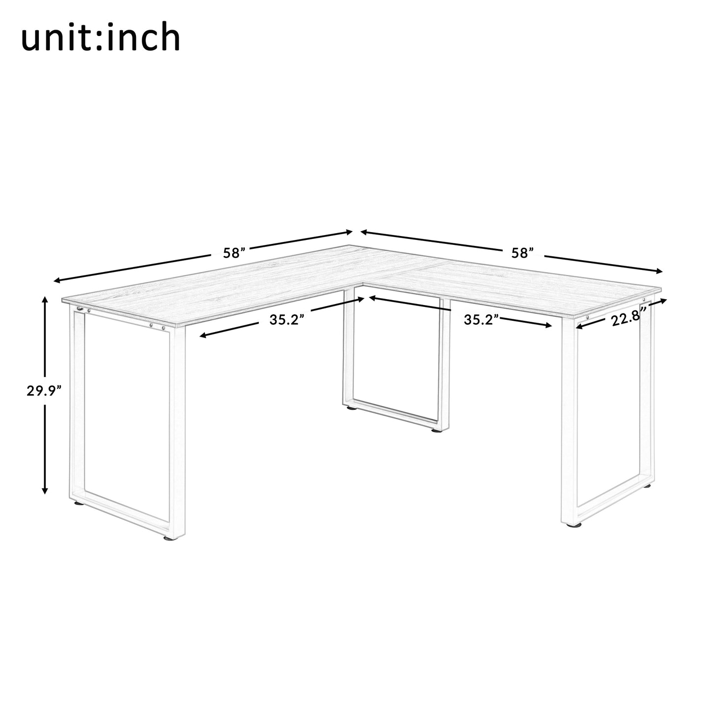 L-Shaped Computer Desk, Industrial Office Corner Desk, 58’’ Writing Study Table, Wood Tabletop Home Gaming Desk with Metal Frame, Large 2 Person Table for Home Office Workstation