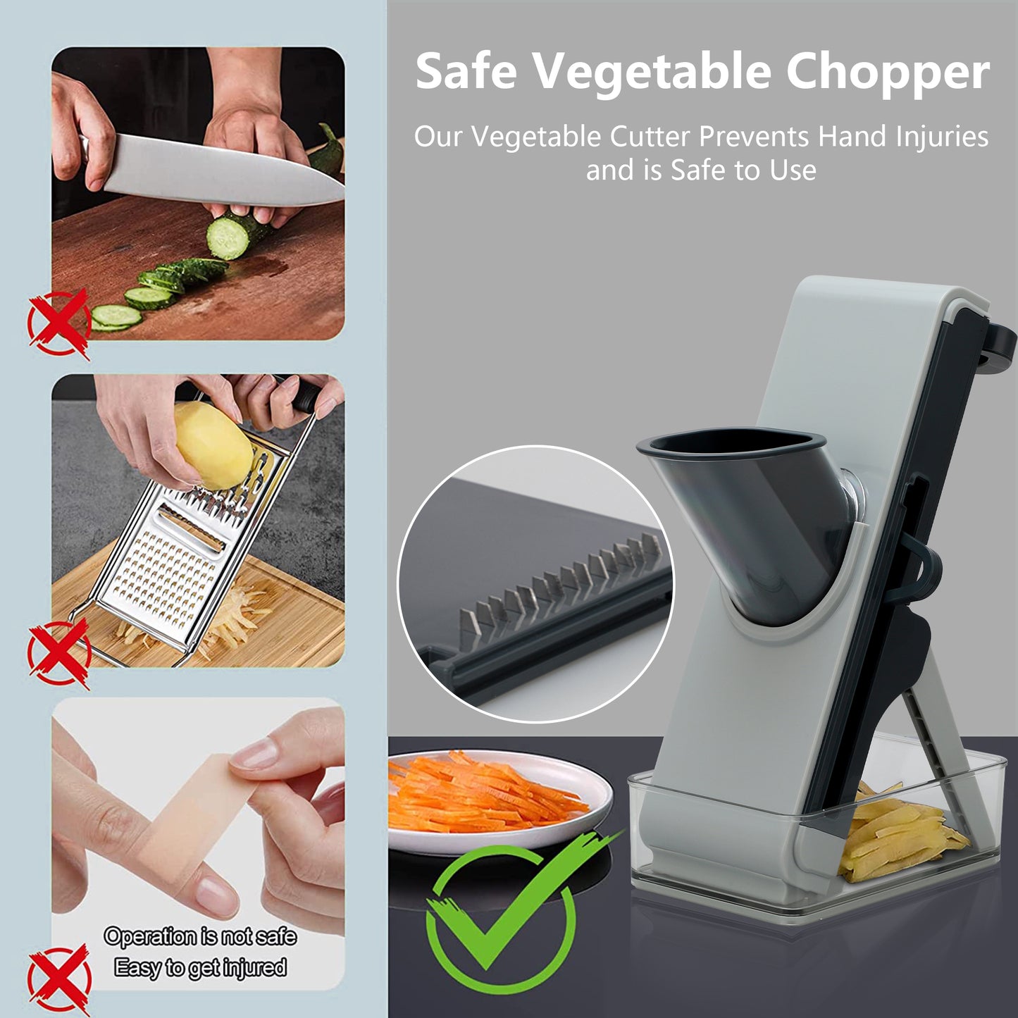 Mandoline Slicer for Kitchen, Chopping Artifact, Vegetable Slicer Cutter, Food Slice and Julienne for Potatoes, Onions, Cucumbers, Carrots, Fruits, Veggie Chopper for Vegetables Meal Prep, Blue