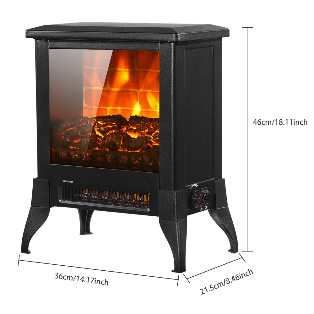 1400W Electric Fireplace Stove, SYNGAR 14 inch Freestanding Fireplace Heater with Realistic Flame, Electric Stove Heater, Adjustable Temper, Overheating Safety System, for Living Room, Bedroom, C11