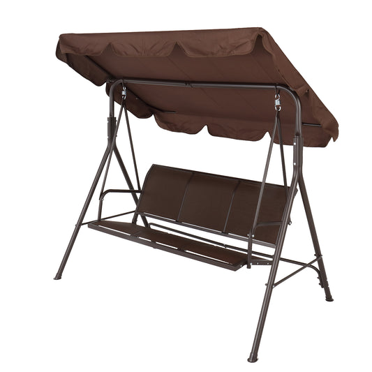 3 Person Outdoor Patio Swing Seat with Adjustable Canopy, All Weather Resistant Hammock Swing Chair W/ Removable Cushions, High Load-Bearing Sunshade Swing for Patio Garden Pool Balcony