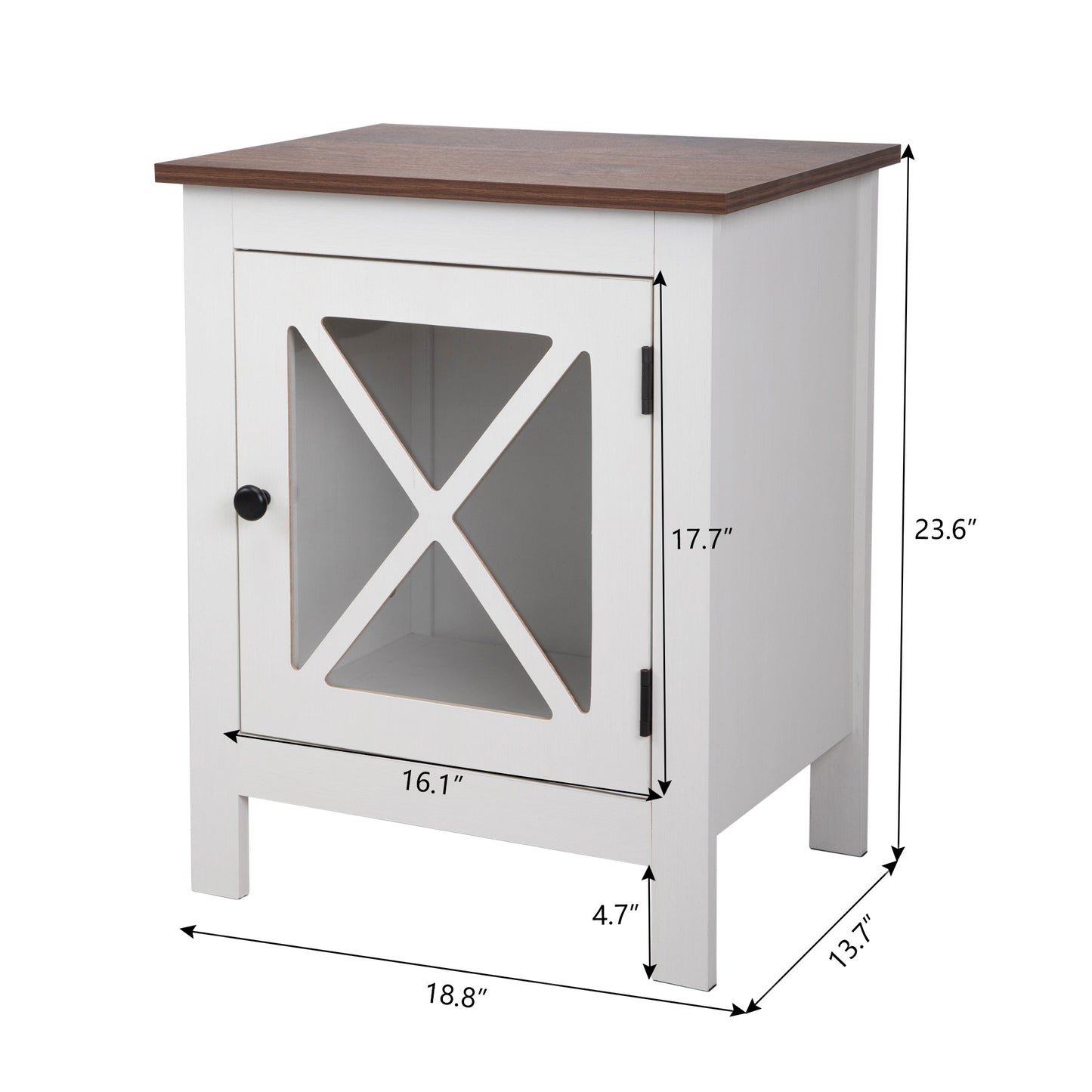 SYNGAR White Farmhouse Nightstand Set of 2, Rustic Side Table End Table with Storage Drawer and Door for Bedroom Living Room