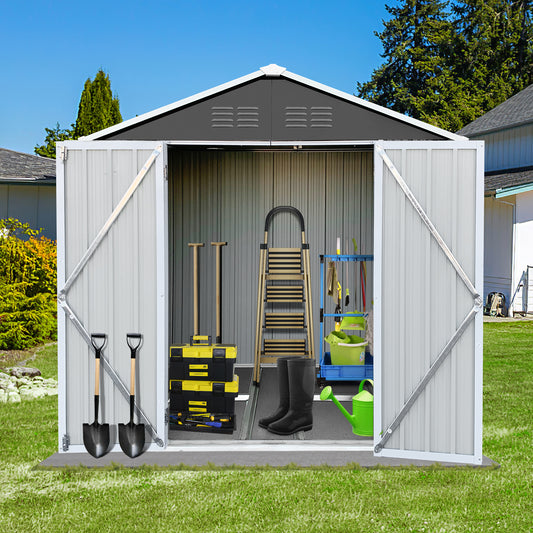 6' x 4' Outdoor Storage Shed, Metal Garden Shed with Lockable Doors, Tools Storage Shed for Backyard, Patio, Lawn, D9129